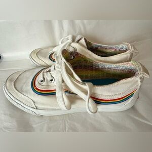 Sneakers Blowfish Malibu Lace Up Shoes Women's Sz 8 Rainbow Pride Canvas Sneaker